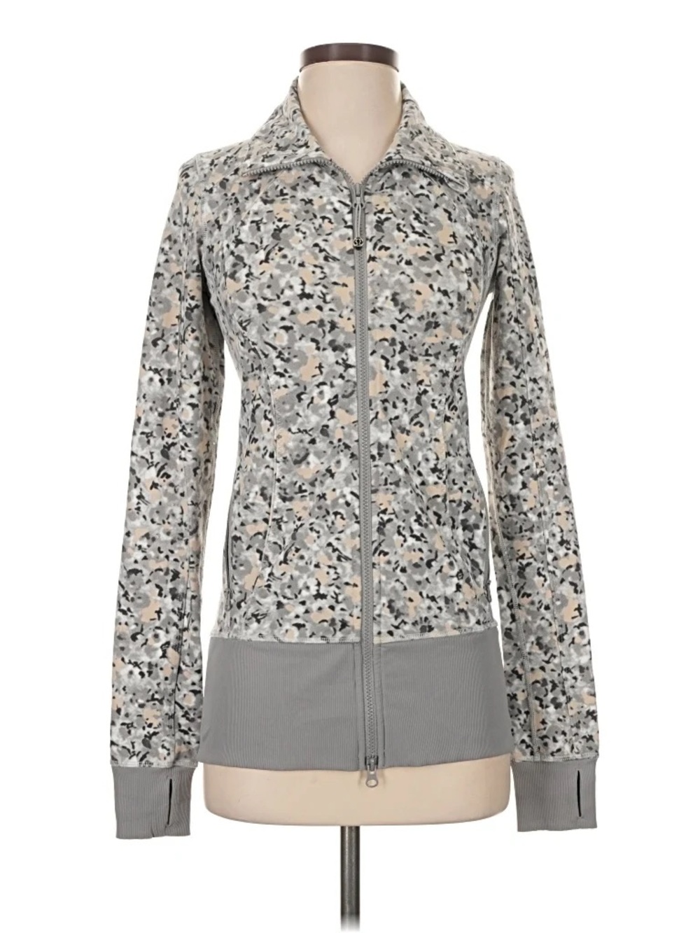 lululemon athletica Printed Zip-Up Jacket in Light Gray, Cream, and Black